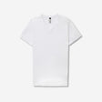 Mercerised Cotton Jersey V Neck T-shirt White