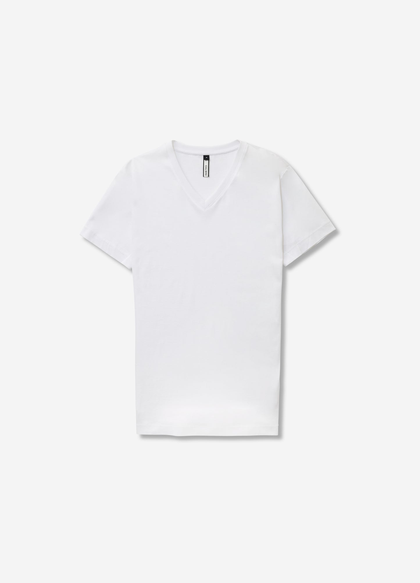 Mercerised Cotton Jersey V Neck T-shirt White