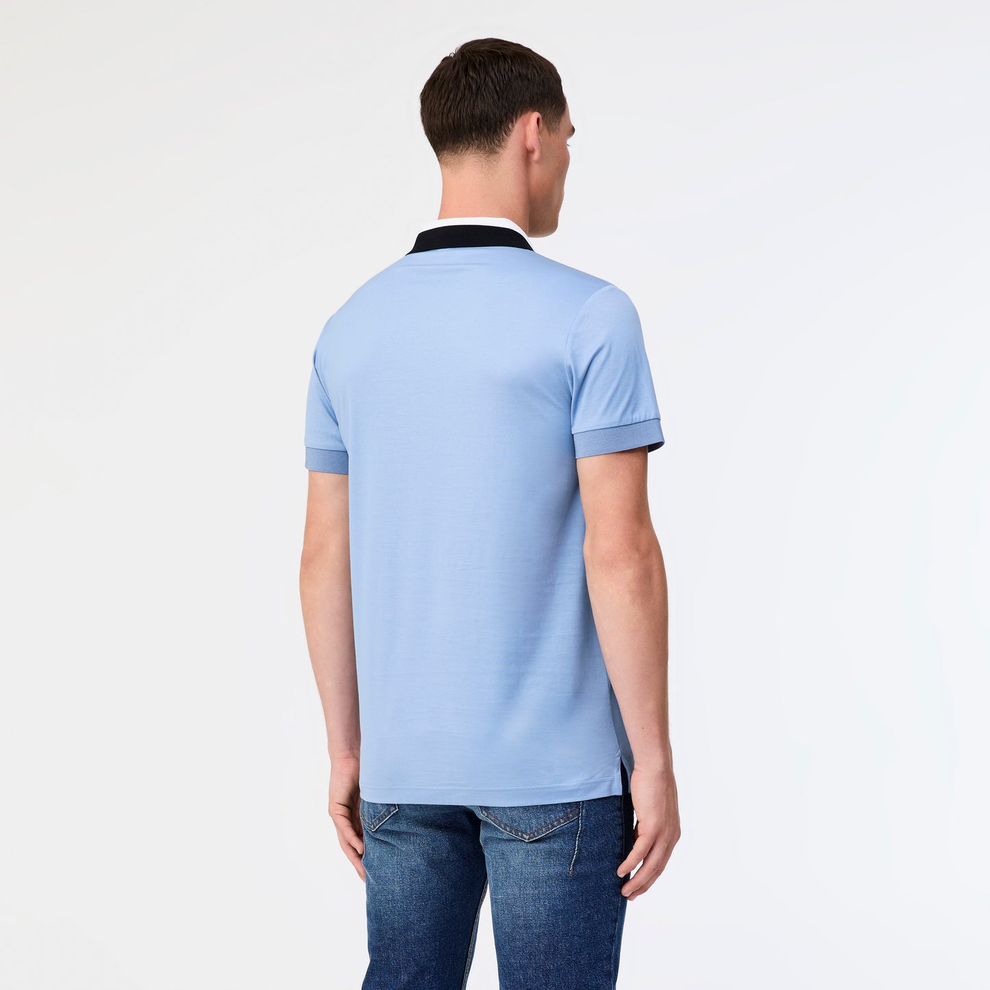 Striped Collar Polo Sky Blue