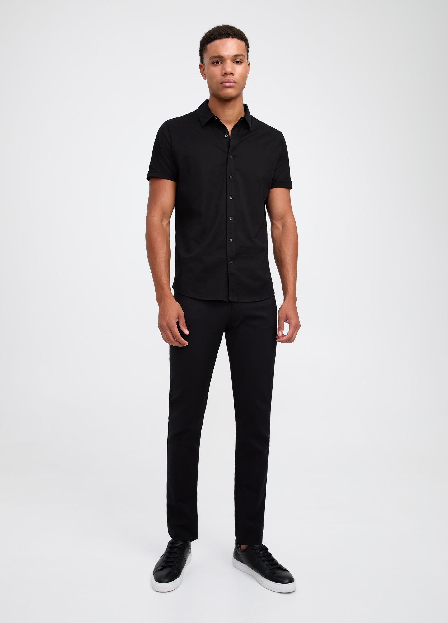 Mercerised Cotton Short Sleeve Shirt Black