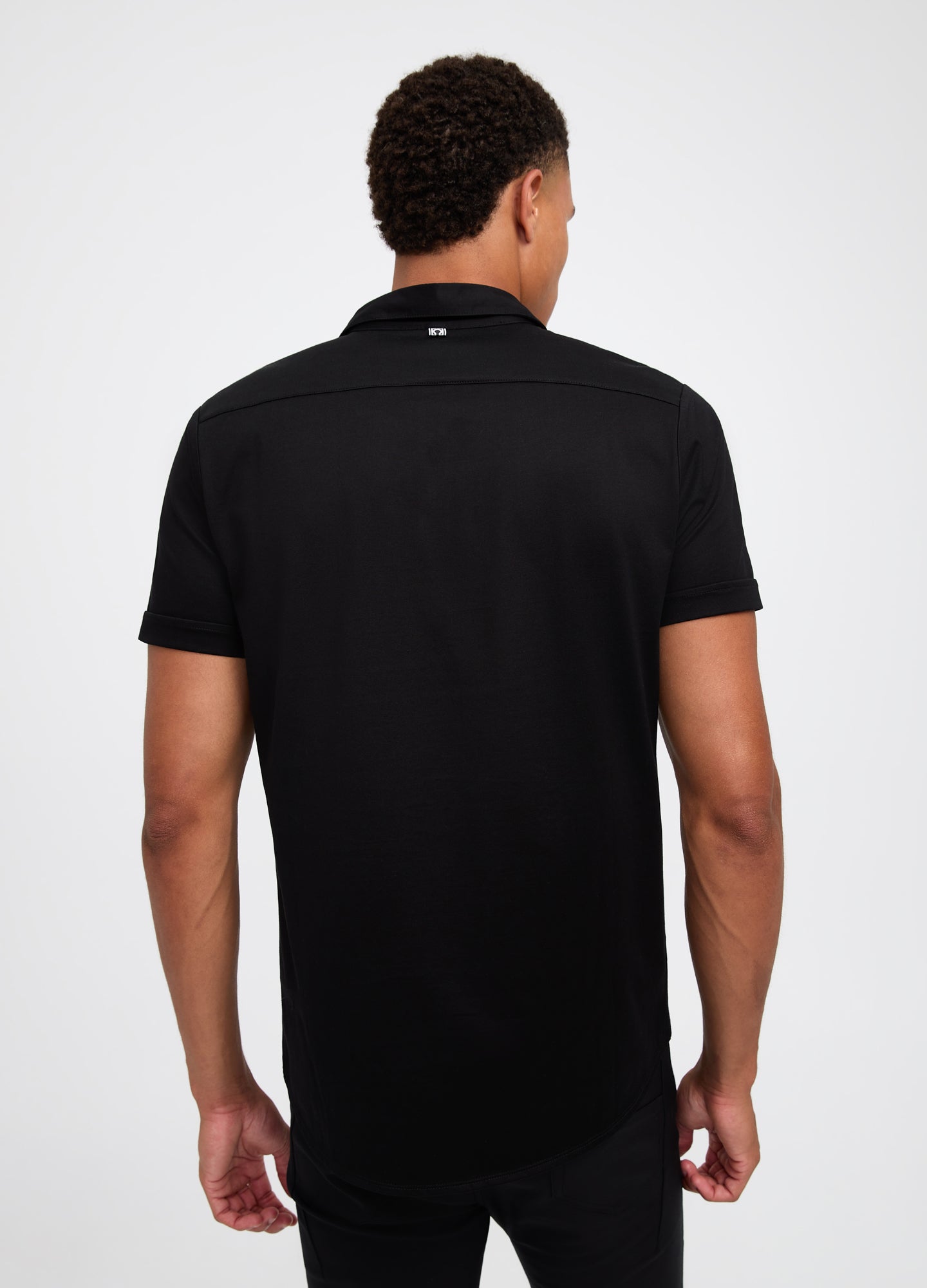 Mercerised Cotton Short Sleeve Shirt Black