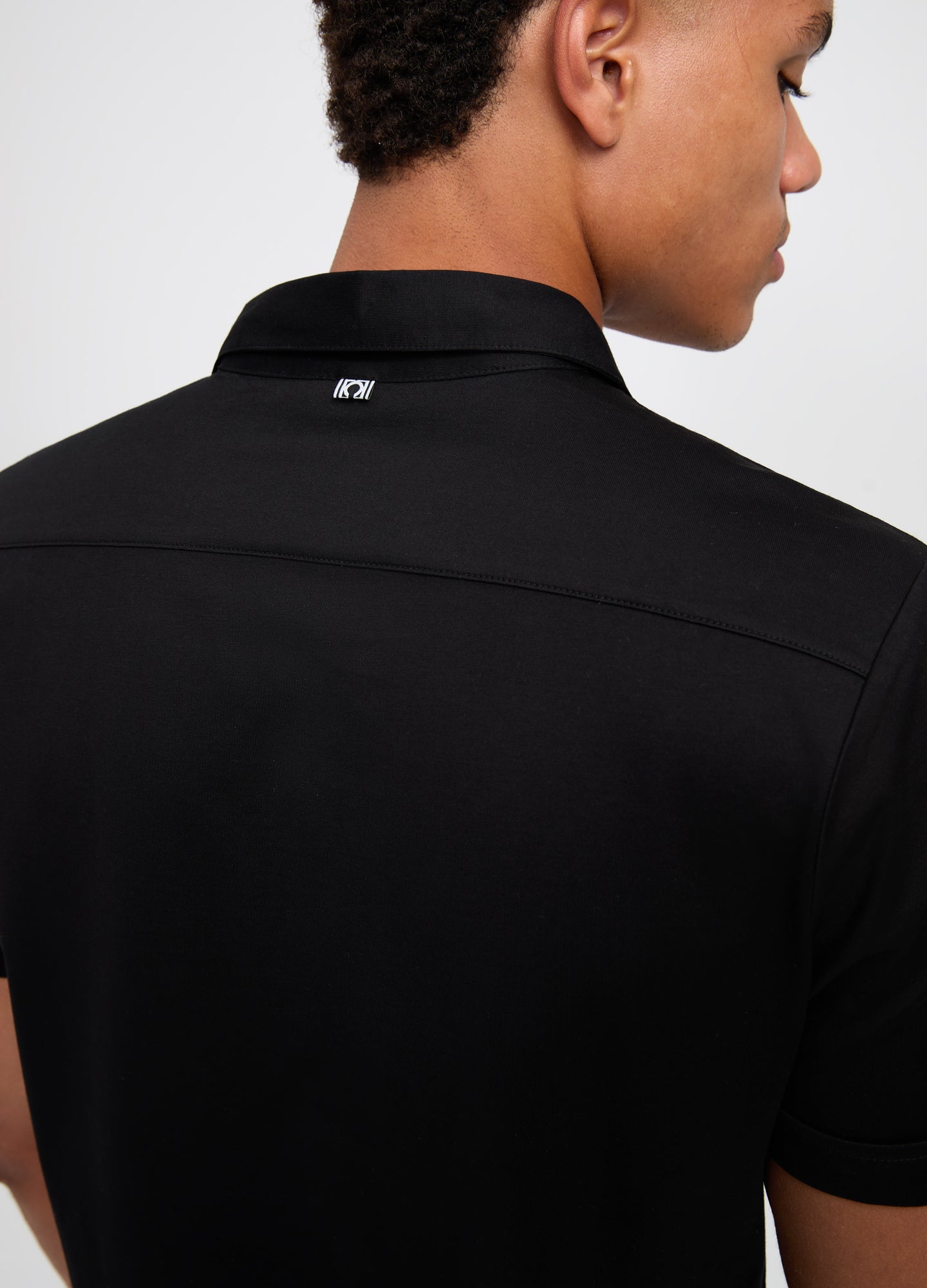 Mercerised Cotton Short Sleeve Shirt Black