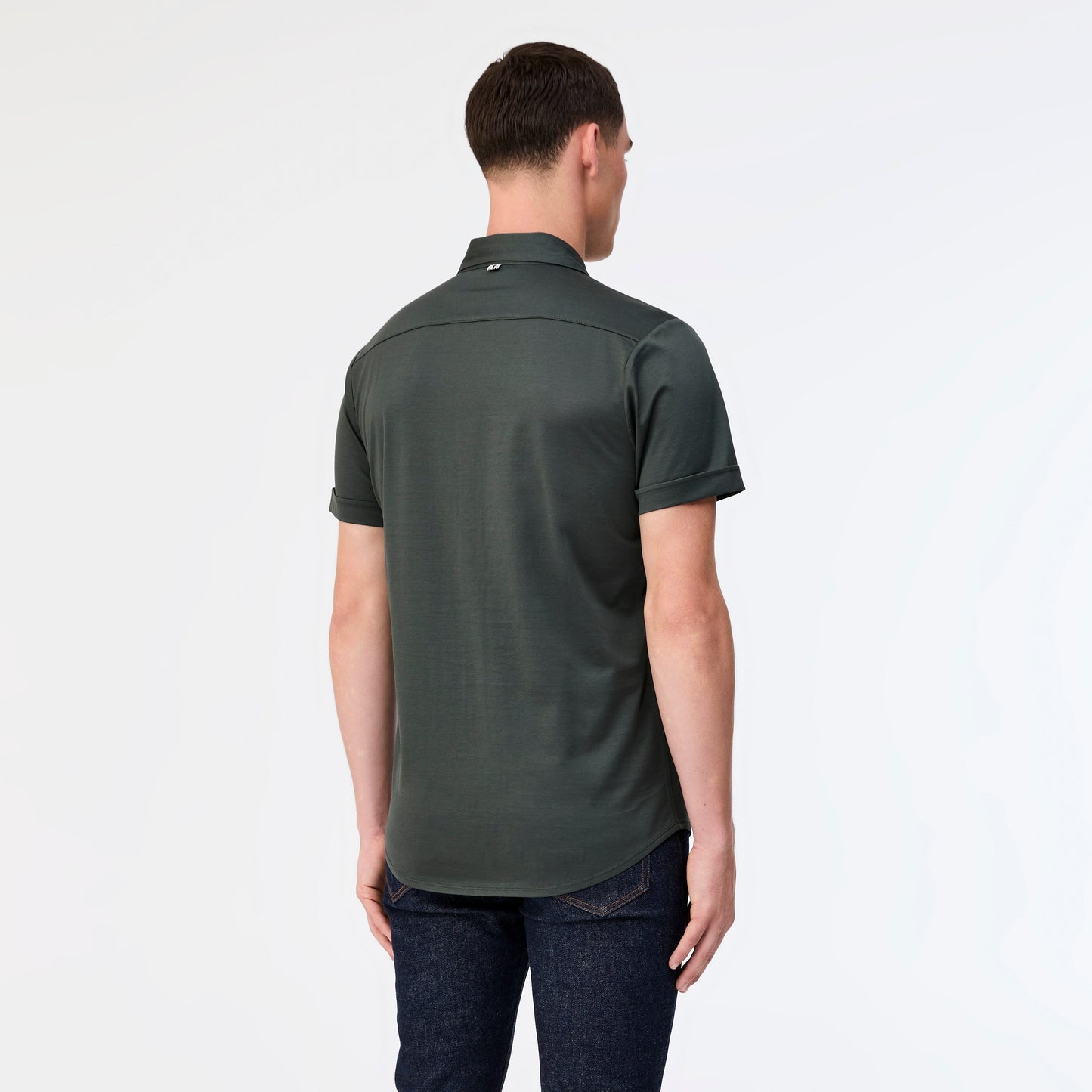 Mercerised Cotton Short Sleeve Shirt Dark Khaki