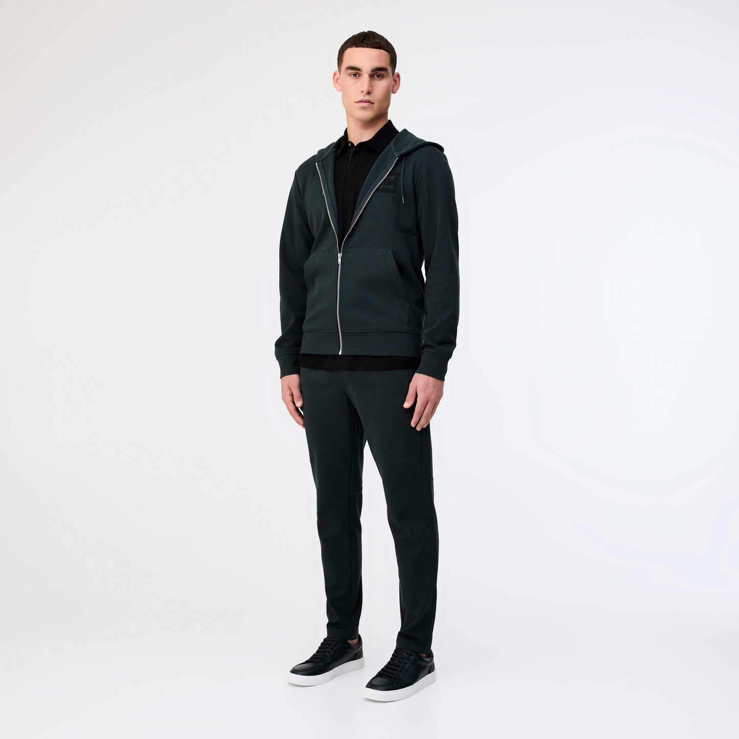 Hooded Zip Through Sweatshirt Dark Green