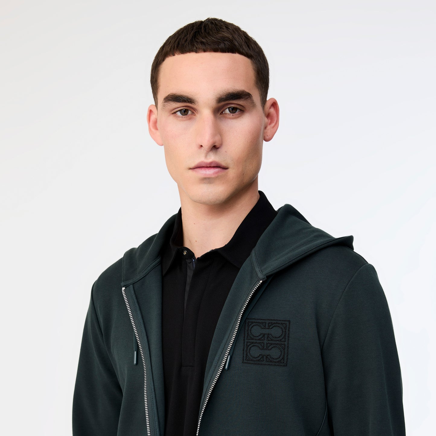 Hooded Zip Through Sweatshirt Dark Green