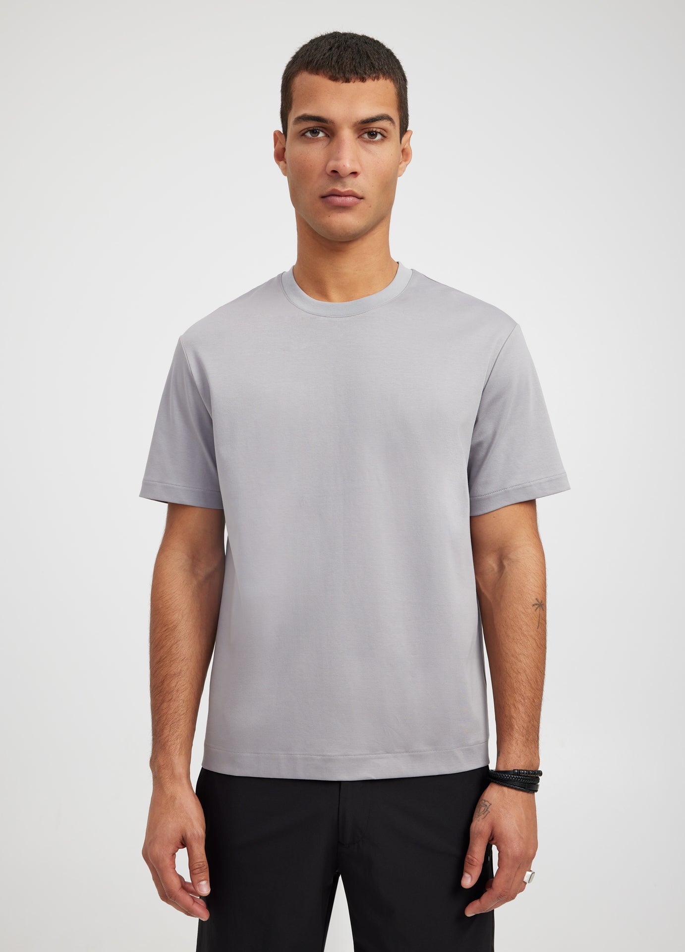 Relaxed Fit Crew Neck T shirt Grey Calibre Menswear