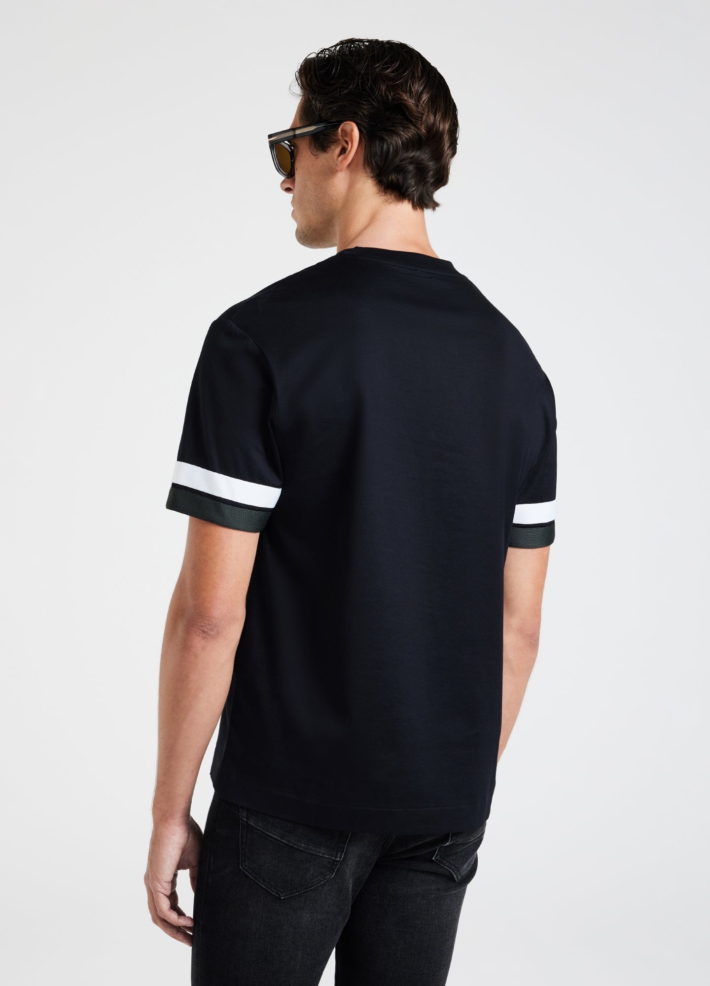 Relaxed Fit Stripe Cuff T-shirt Black