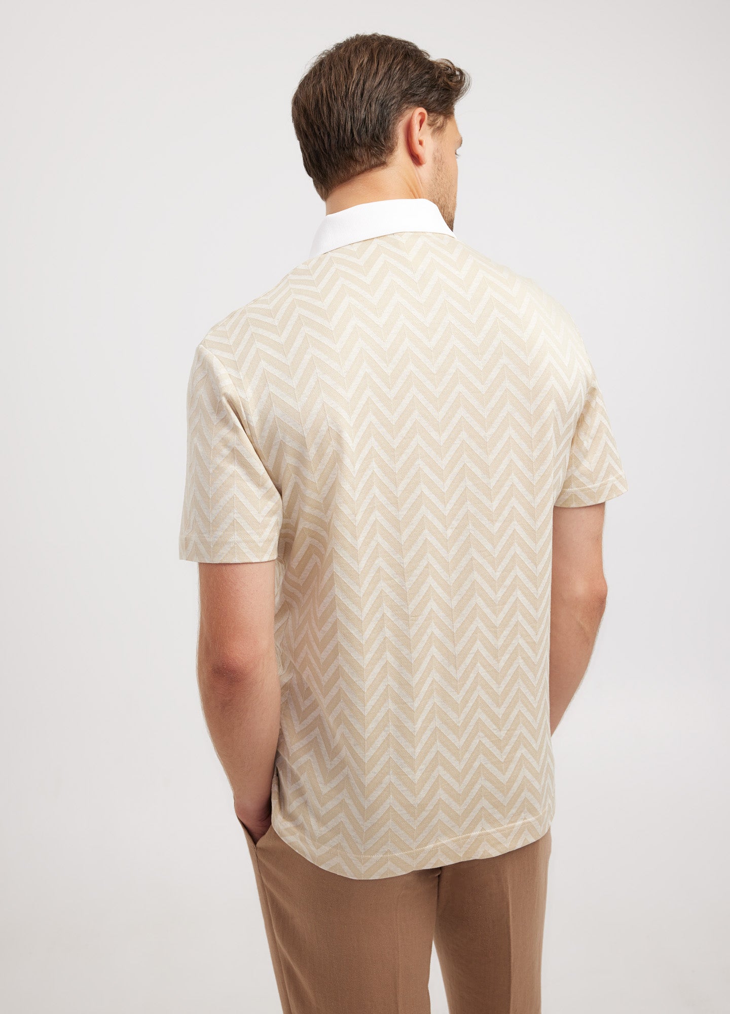 Relaxed Fit Chevron Polo Natural
