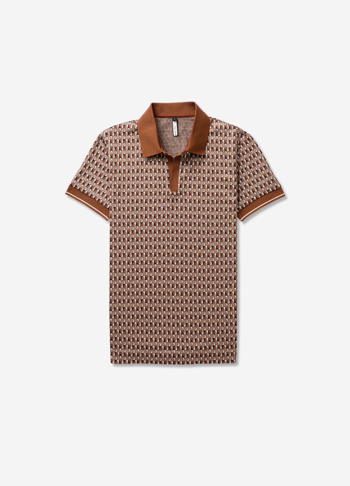 Retro Geo Jacquard Polo Toffee