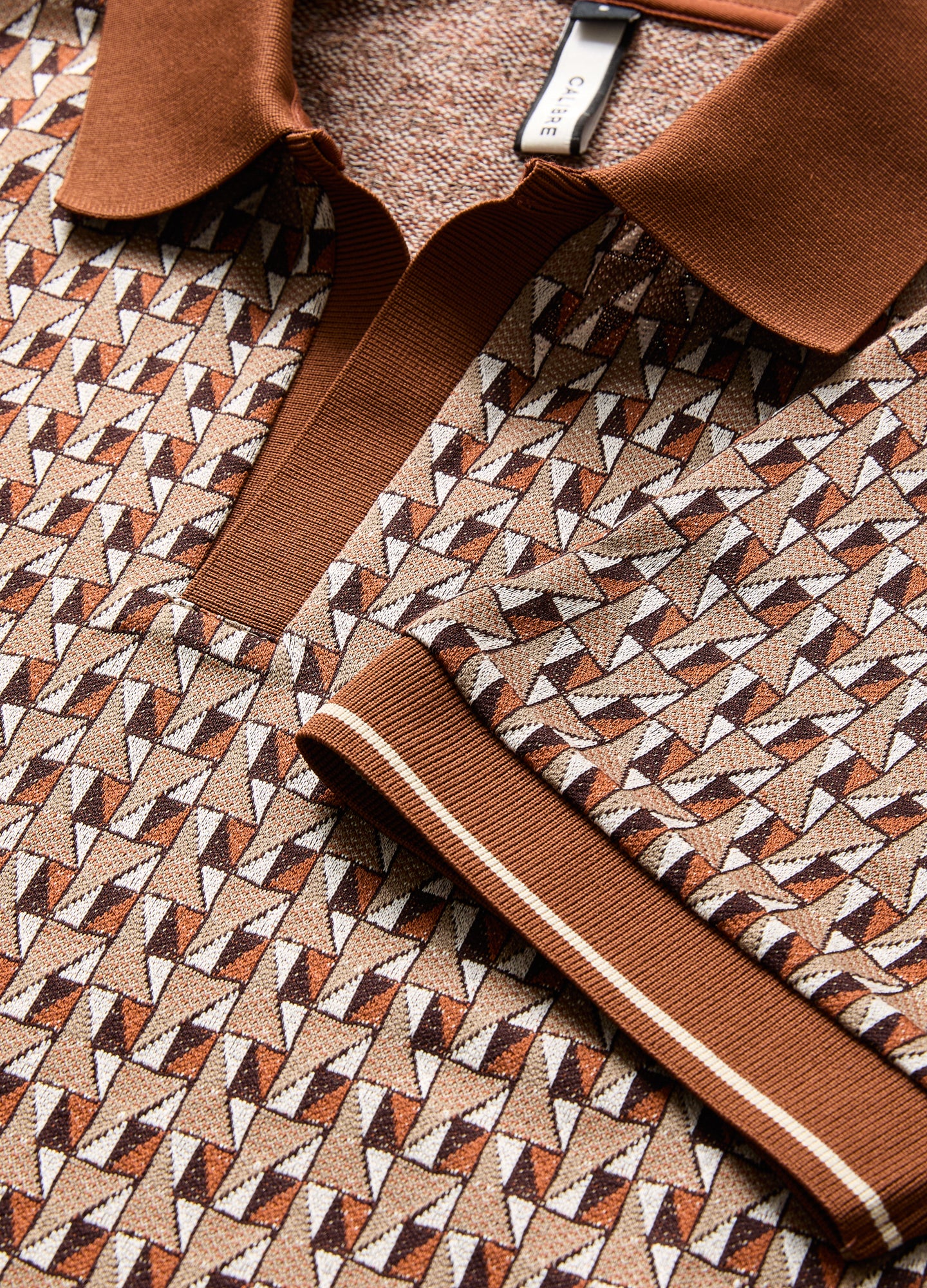 Retro Geo Jacquard Polo Toffee