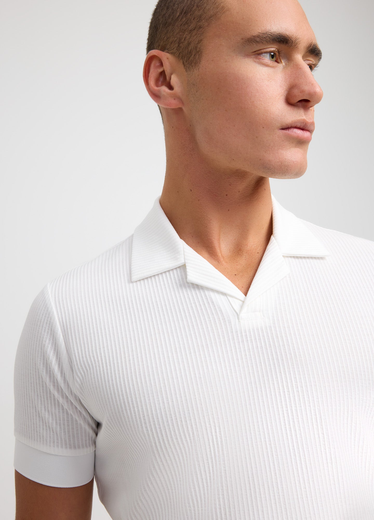 Textured Stripe Polo Ivory