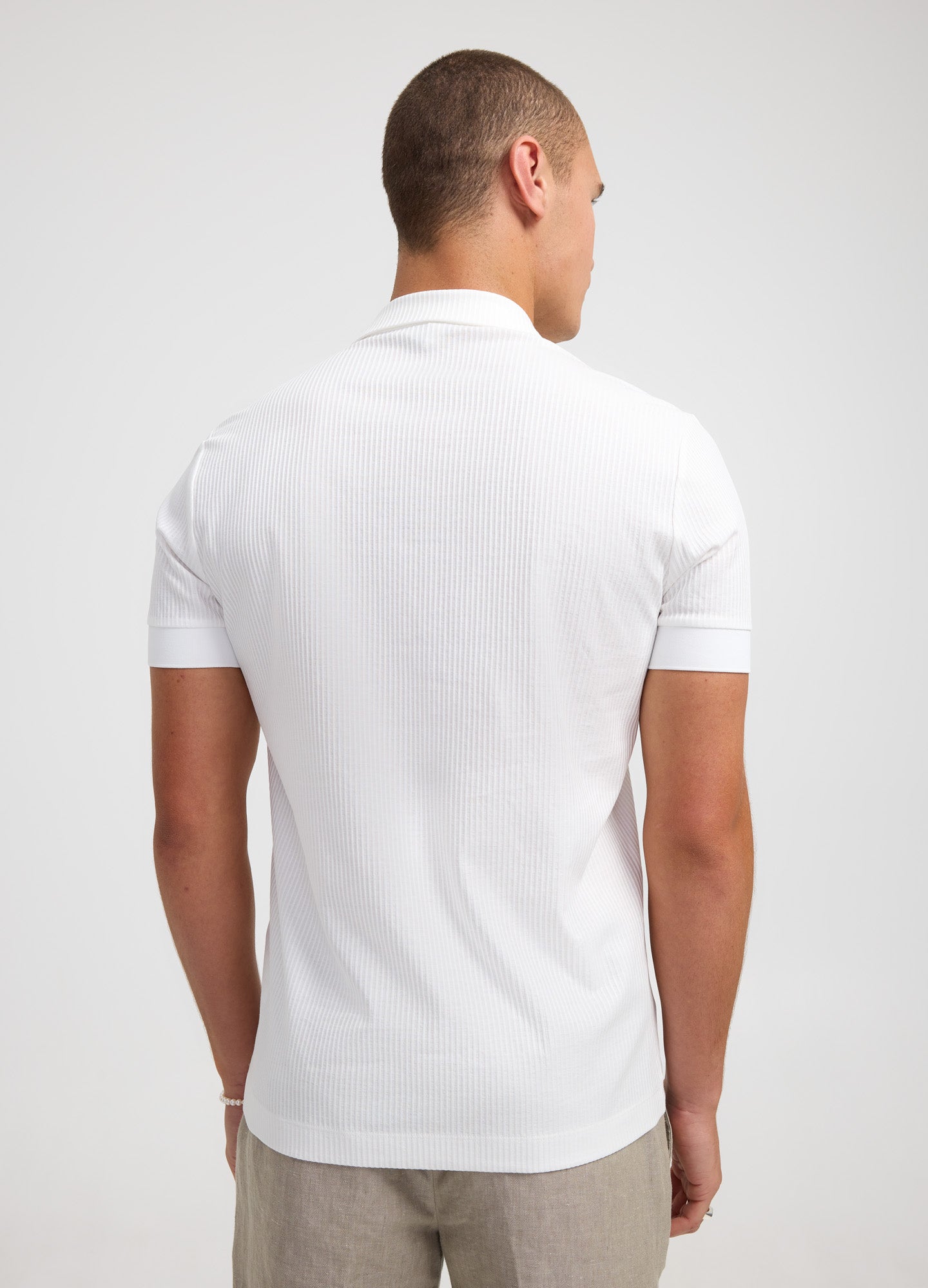 Textured Stripe Polo Ivory