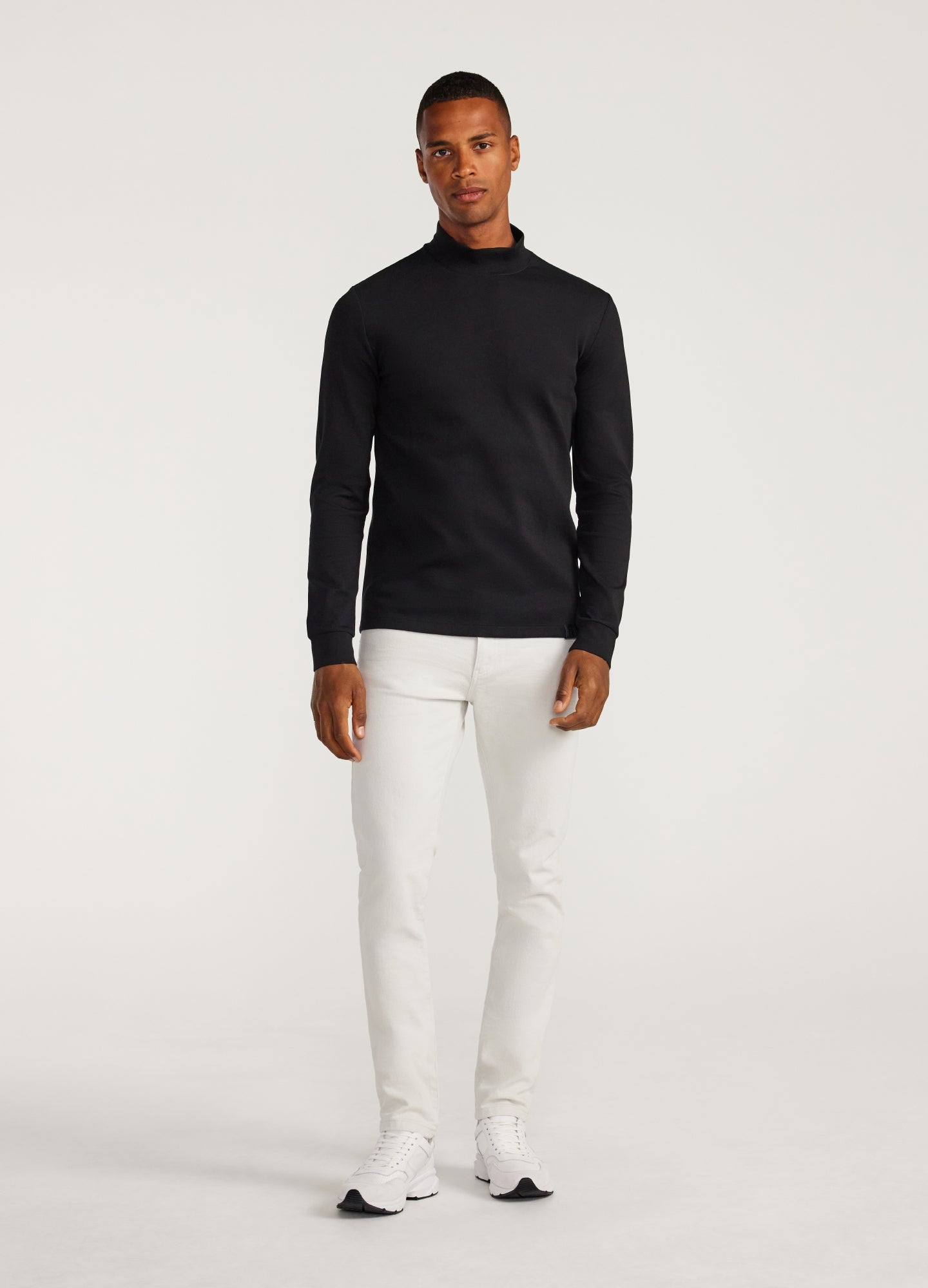 Mock Neck Long Sleeve Top Black