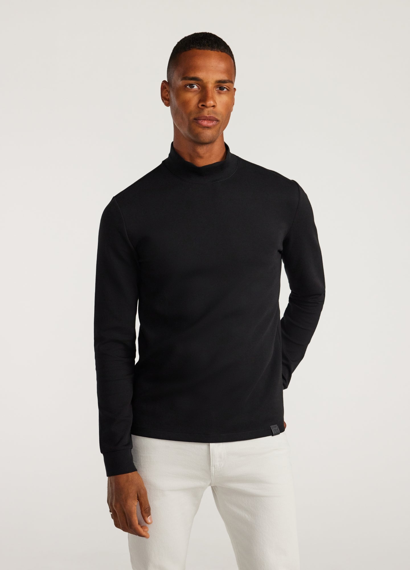 Black mock neck long sleeve top on sale