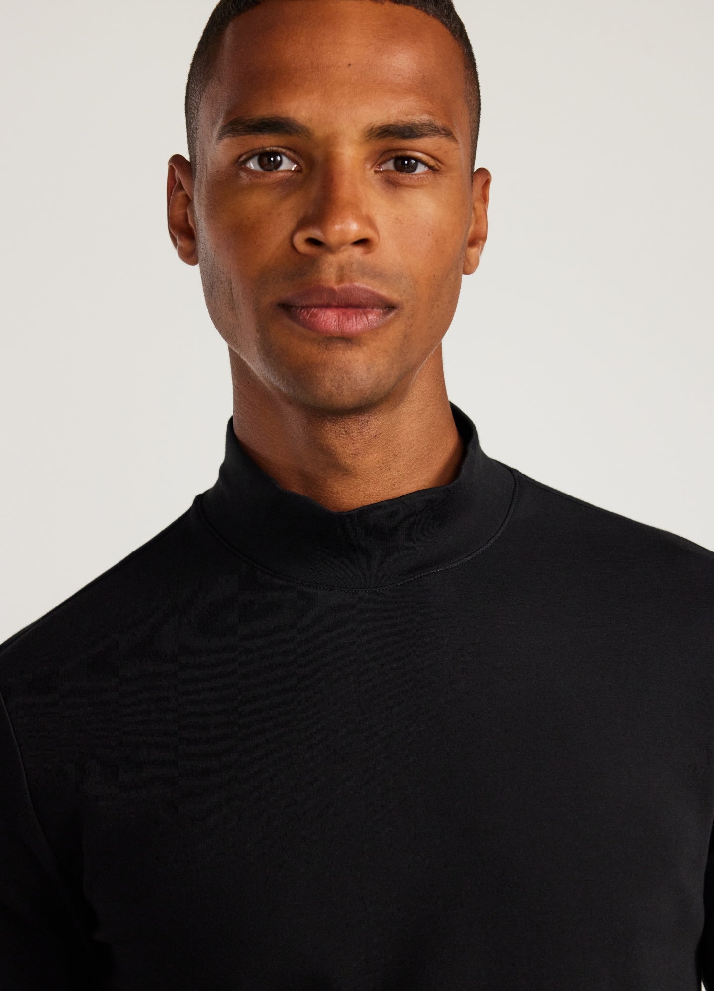 Mock Neck Long Sleeve Top Black