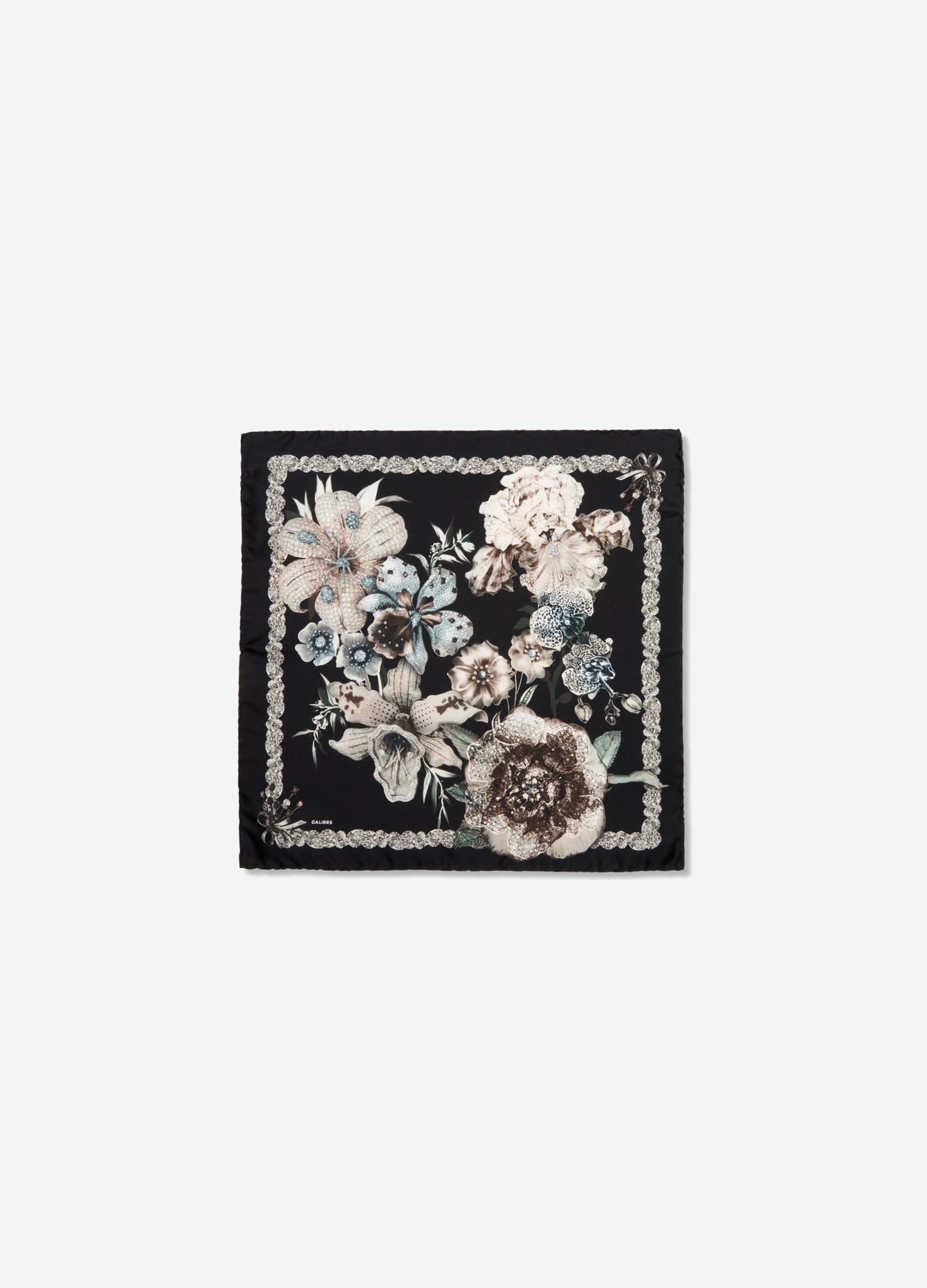 Faded Floral Pocket Square Black Combo