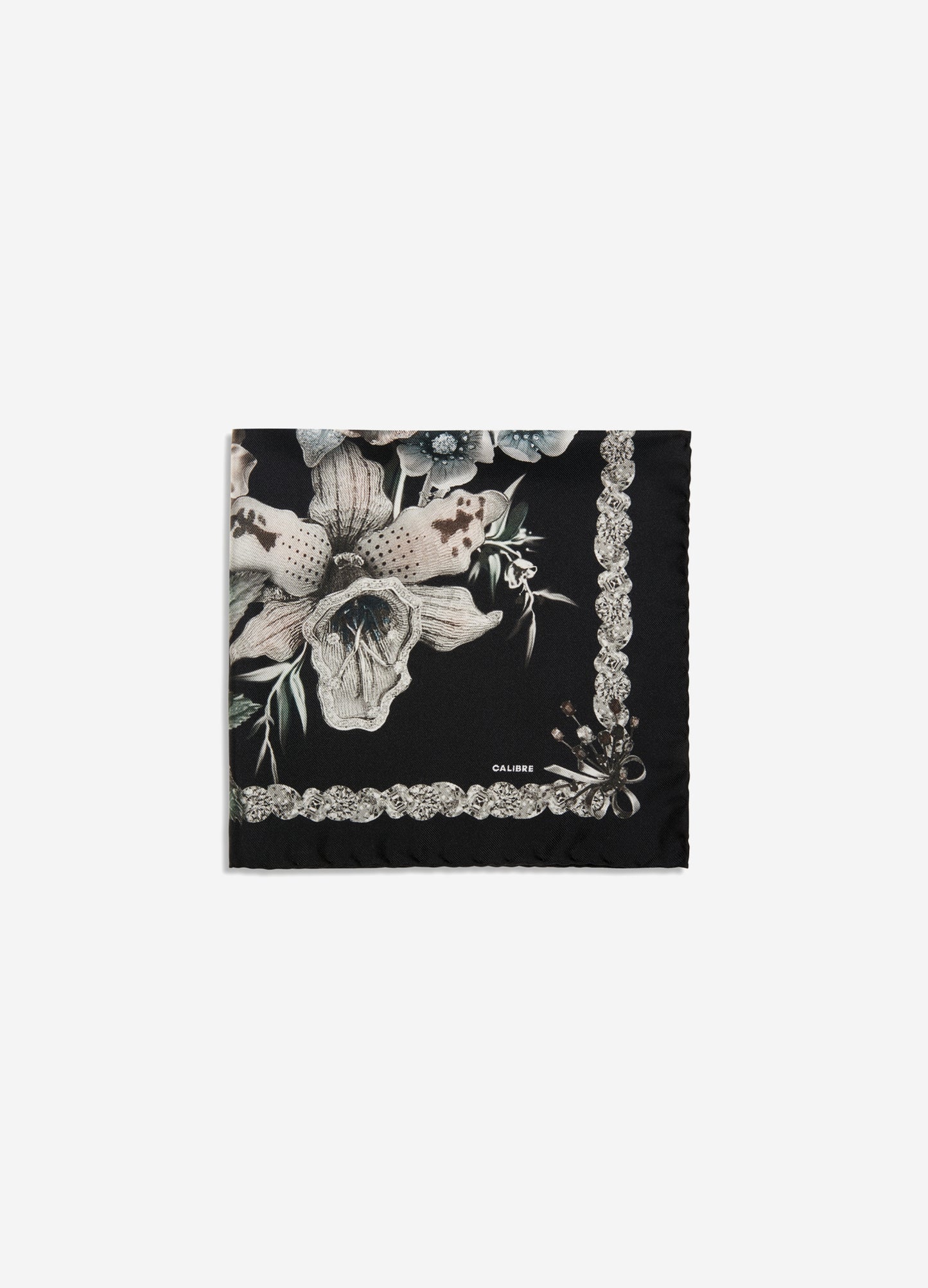 Faded Floral Pocket Square Black Combo