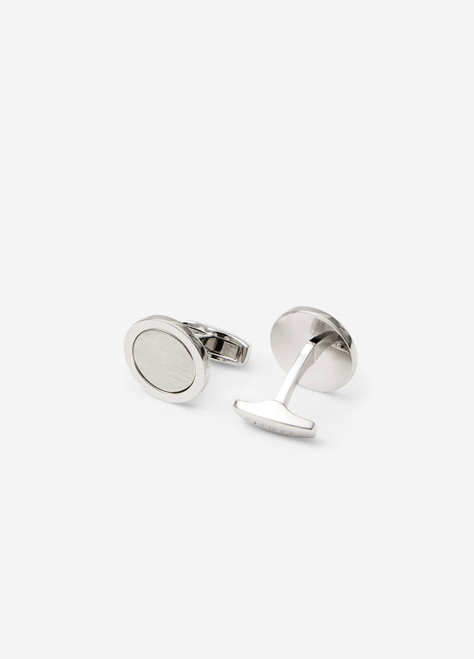 Round Sterling Silver Cufflinks Silver