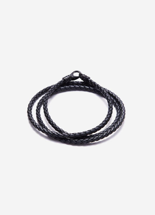 Nialaya Wrap Around Leather Bracelet Black