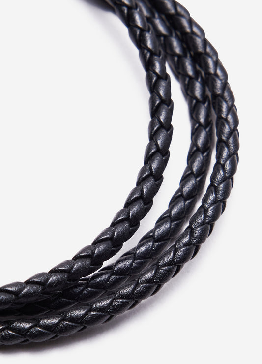Nialaya Wrap Around Leather Bracelet Black