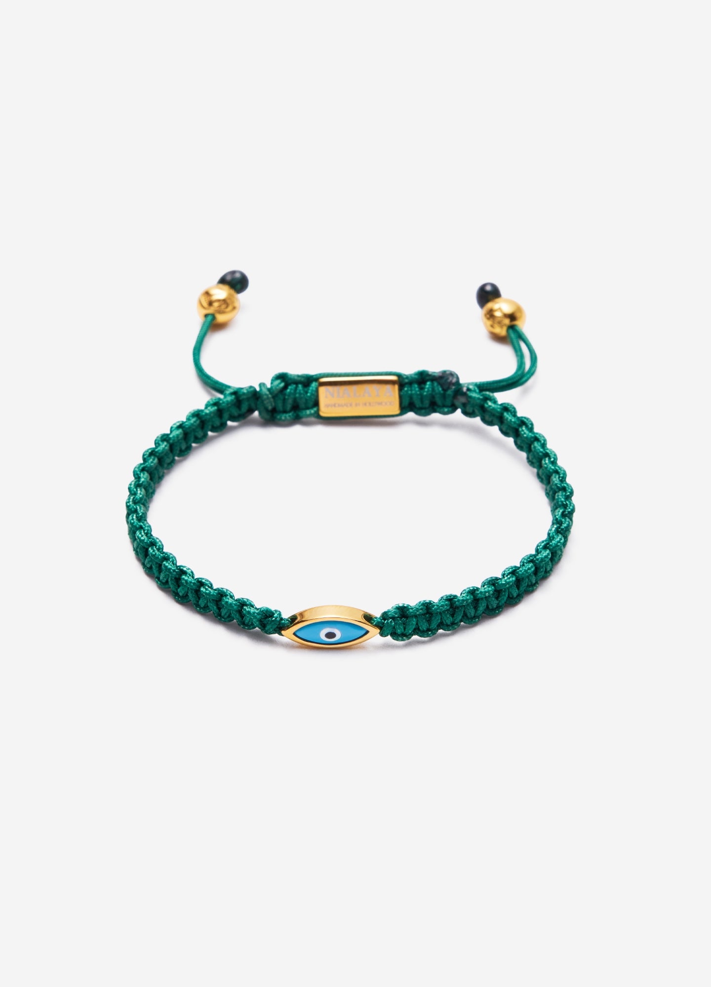 Nialaya Evil Eye String Bracelet Green Combo